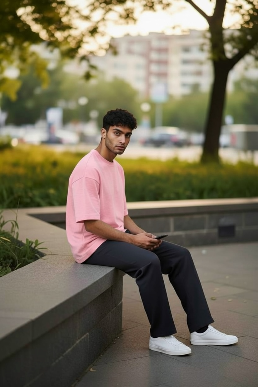 Pink Oversized Dropped Shoulder T-shirt