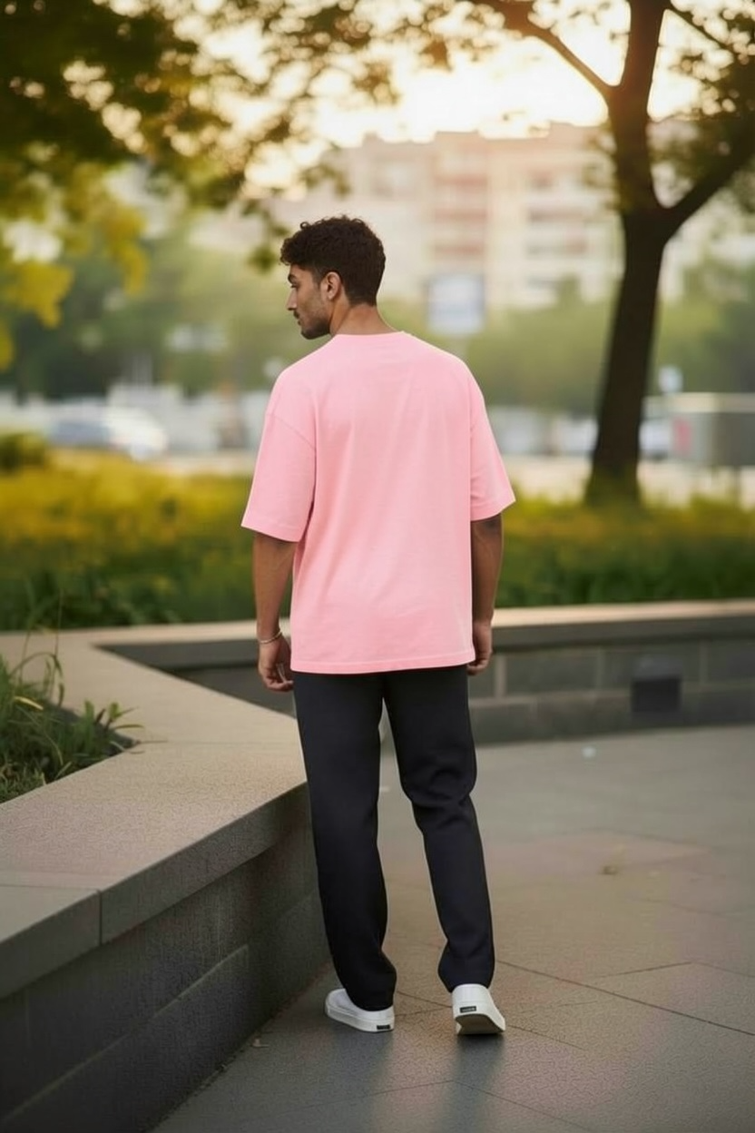 Pink Oversized Dropped Shoulder T-shirt