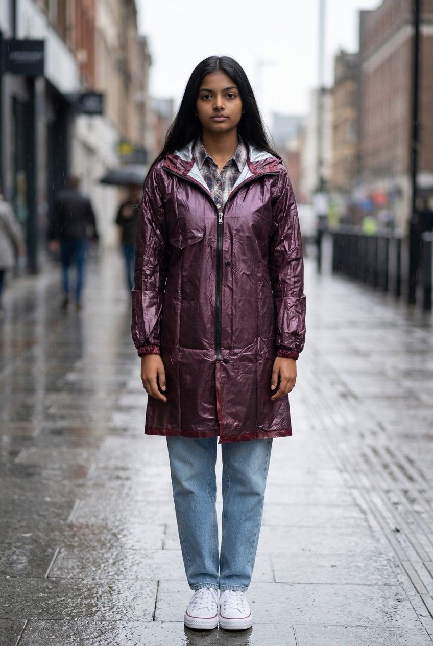Maroon Drizzle Belted Rain Trench Coat