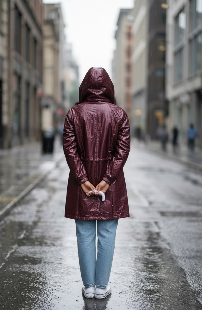 Maroon Drizzle Belted Rain Trench Coat