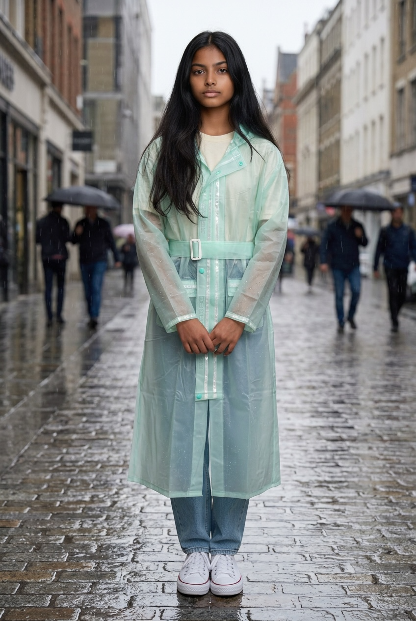 Mint Green Belted Rain Overcoat