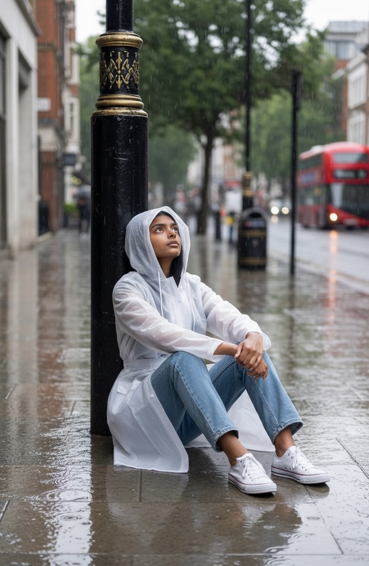 White Belted Rain Overcoat