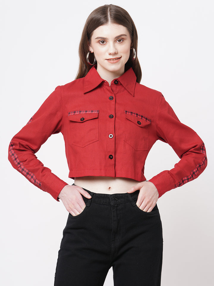 Cropped Red Contrast Shirt