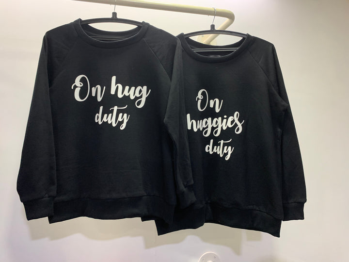 On Hug Duty & On Huggies Duty Couple Sweatshirt