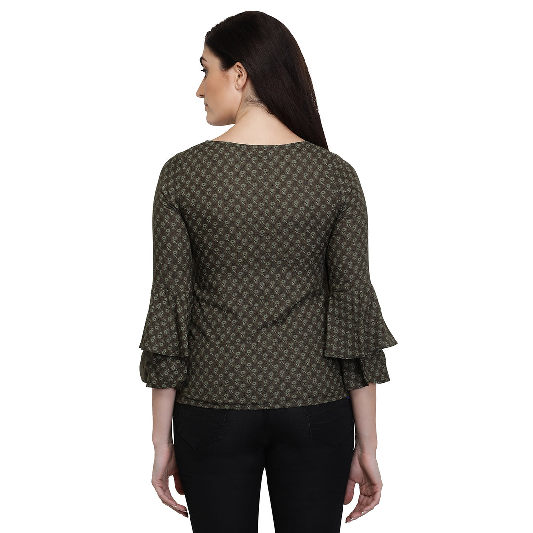 Olive Green Cotton Bell Top