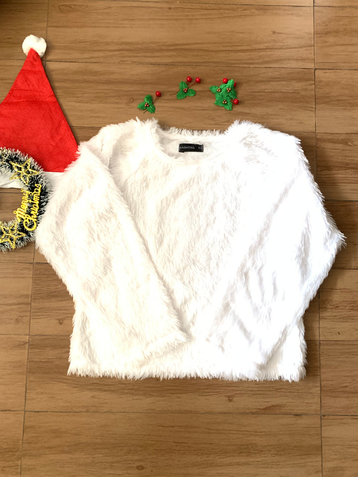 Snow White Faux Fur Sweatshirt