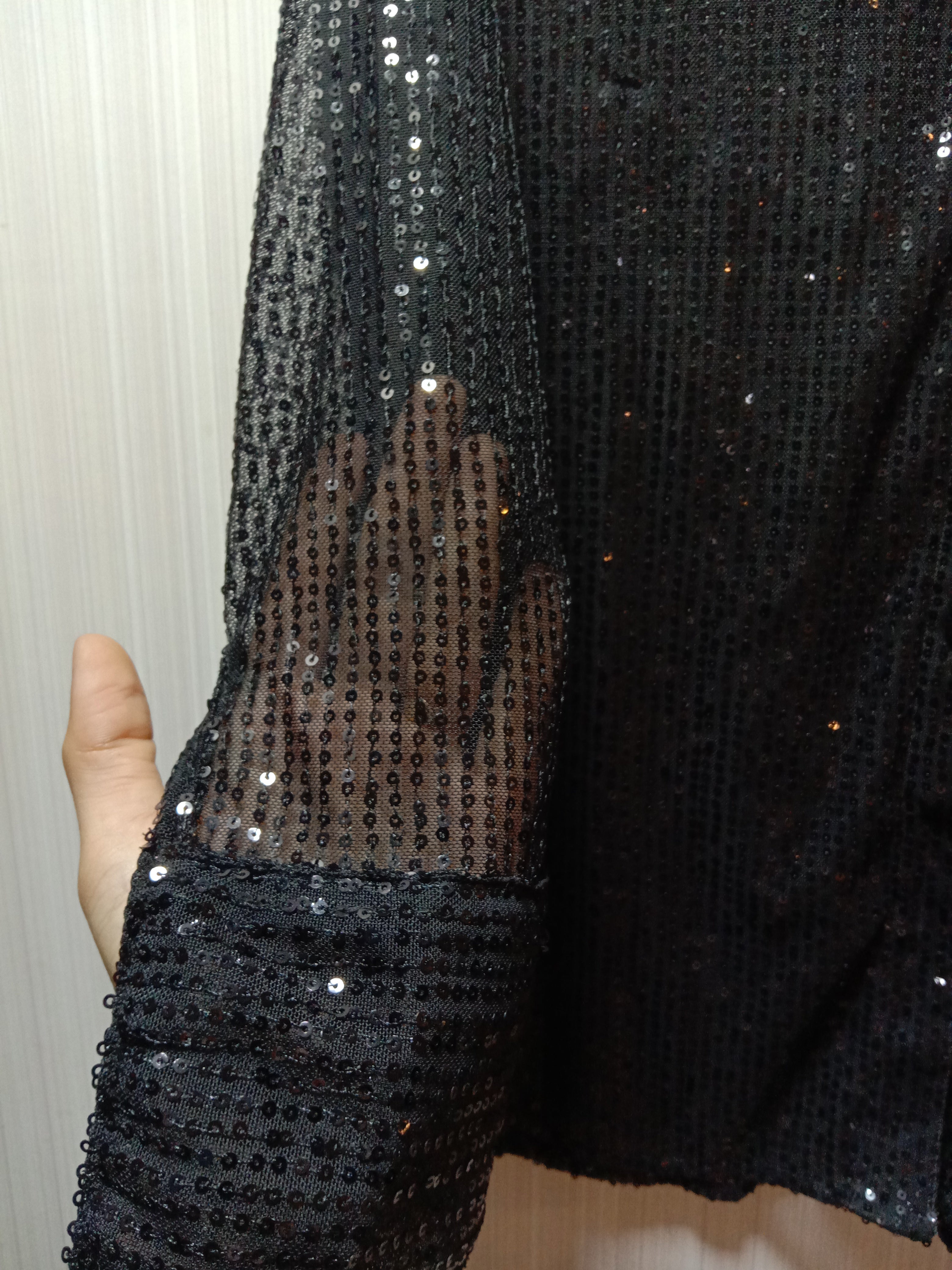 black sheer sequins tee