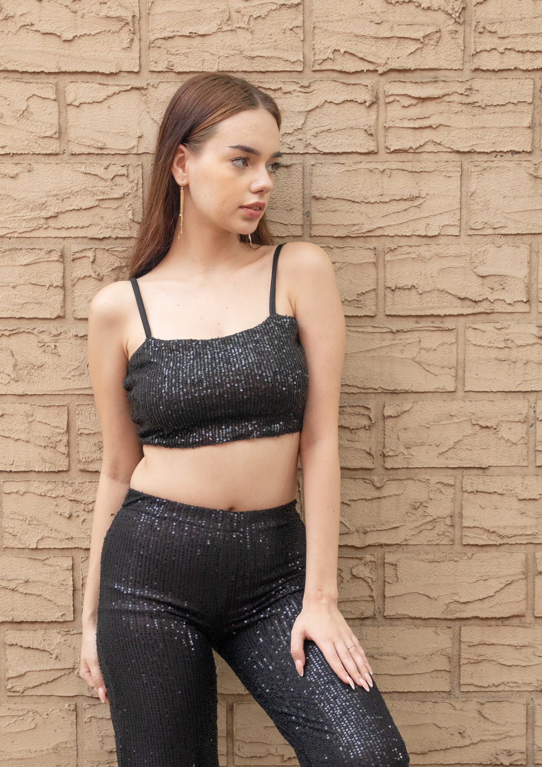 Black Bling Cropped Top