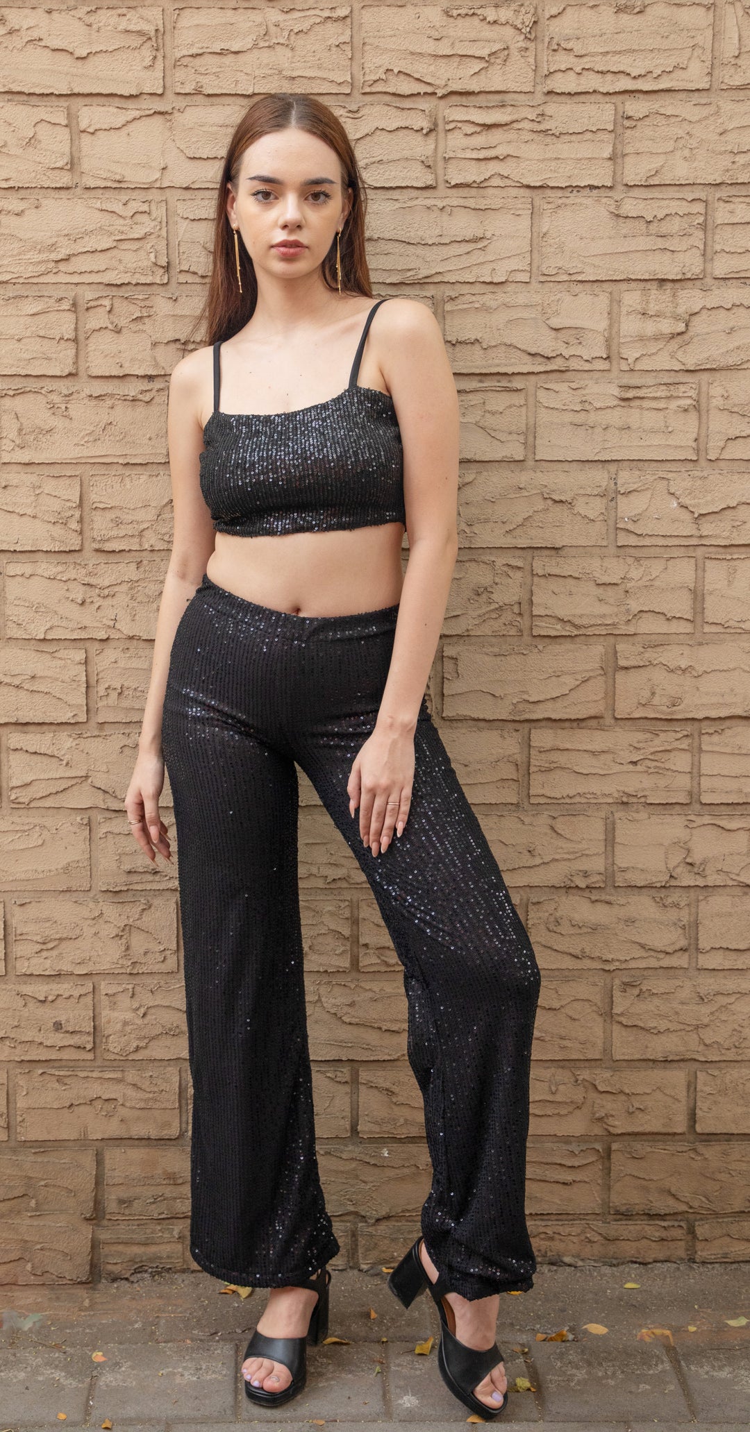 Black Bling Cropped Top