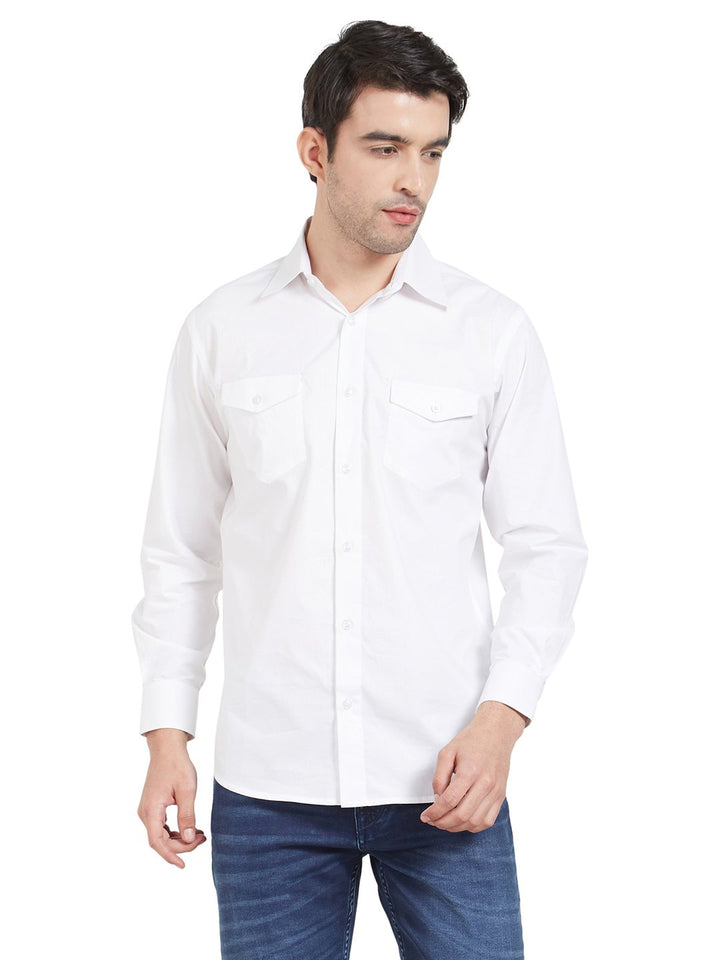 White Cotton Shirt With Pockets