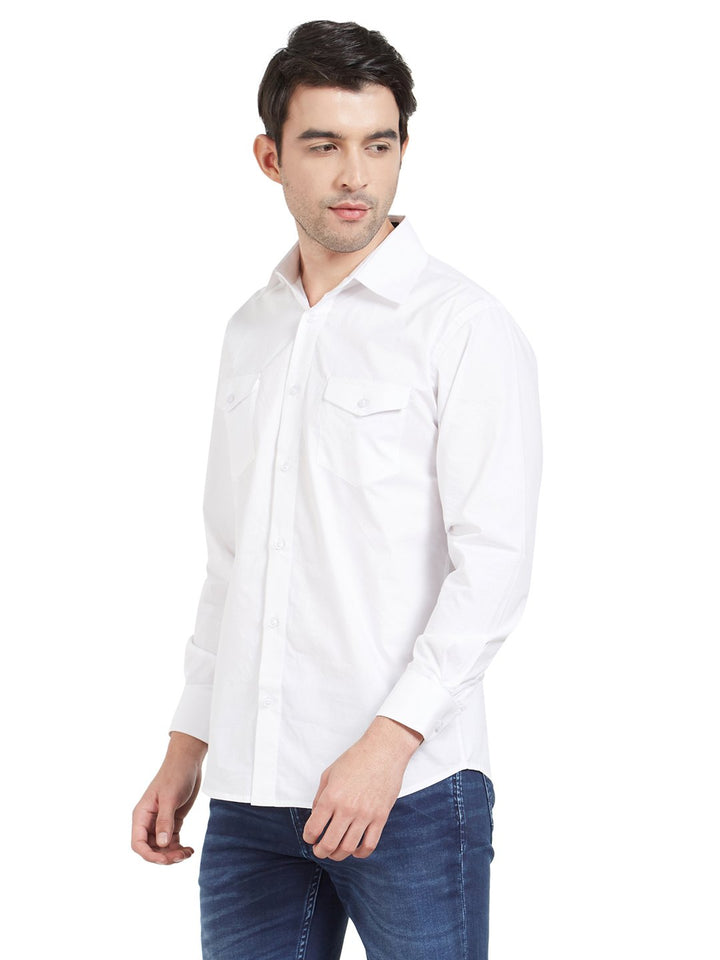 White Cotton Shirt With Pockets