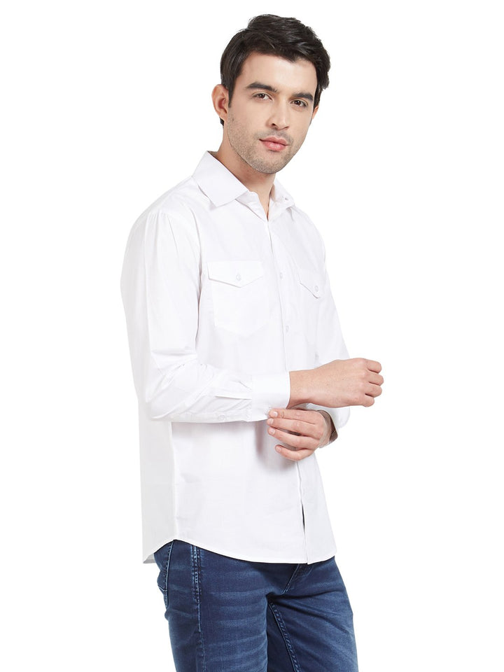 White Cotton Shirt With Pockets