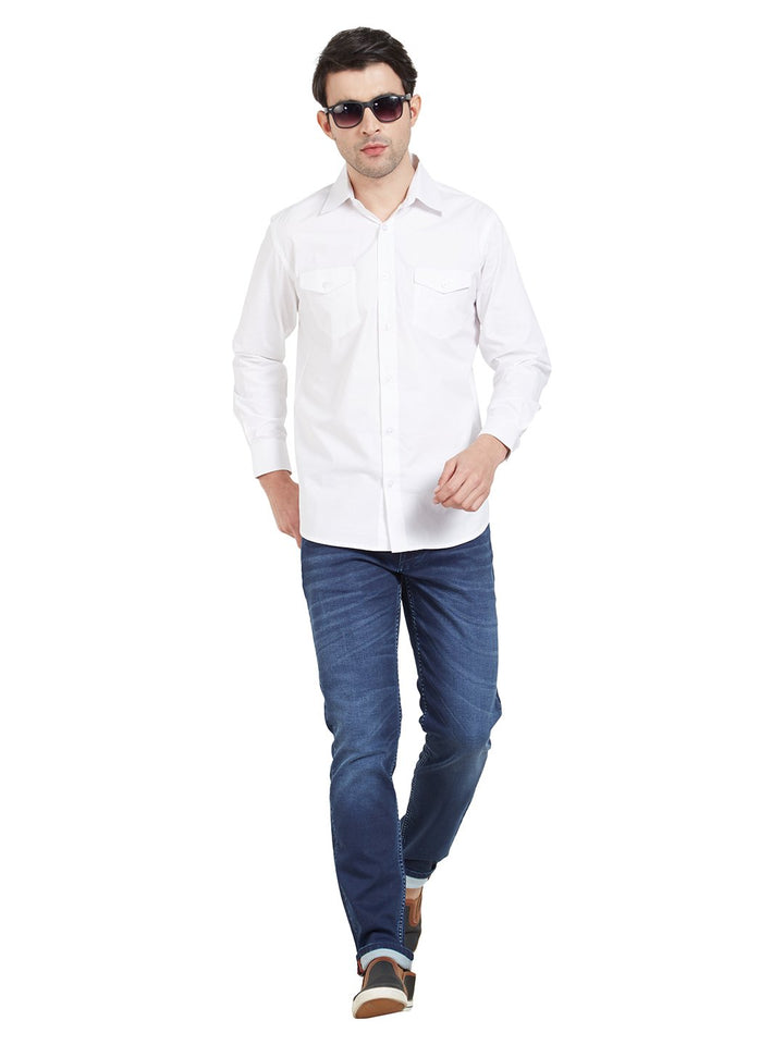 White Cotton Shirt With Pockets