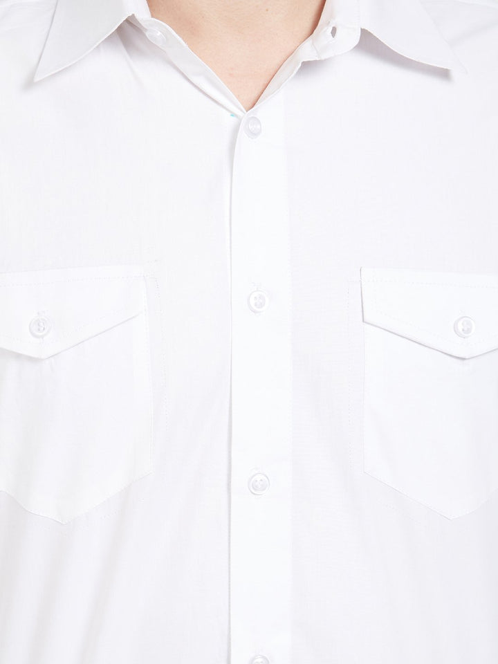 White Cotton Shirt With Pockets