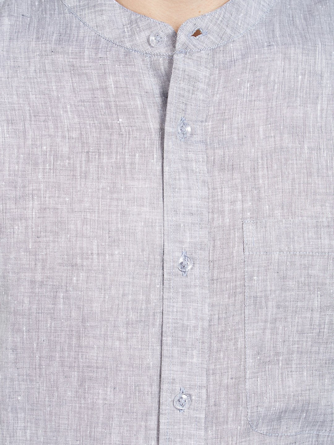 Grey Linen Chinese Collar Shirt