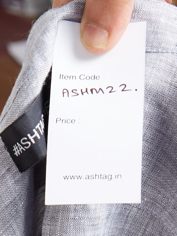 Grey Linen Chinese Collar Shirt