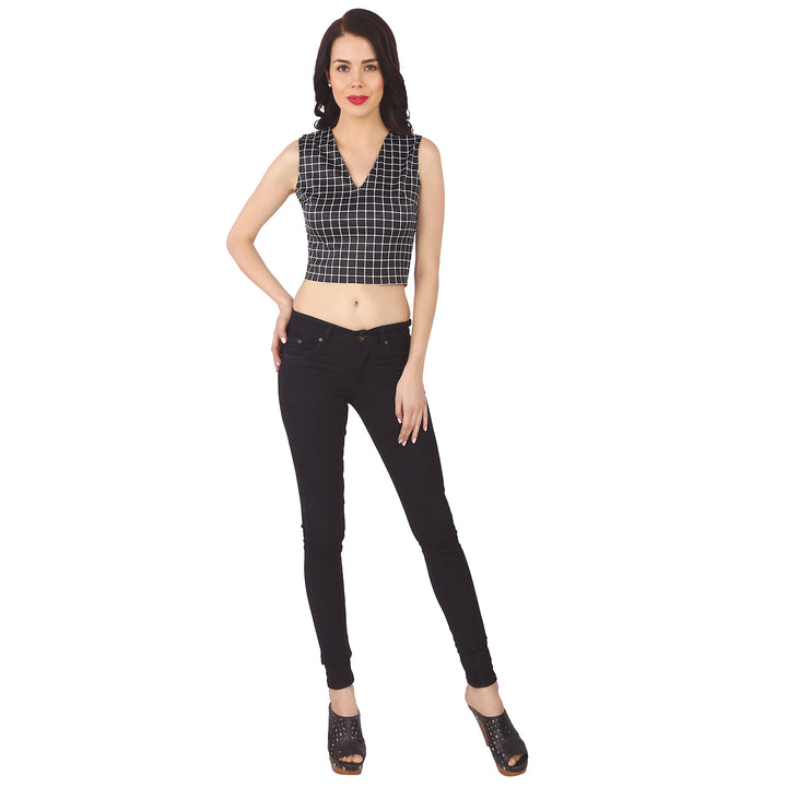 Black and White Checkered Crop Top
