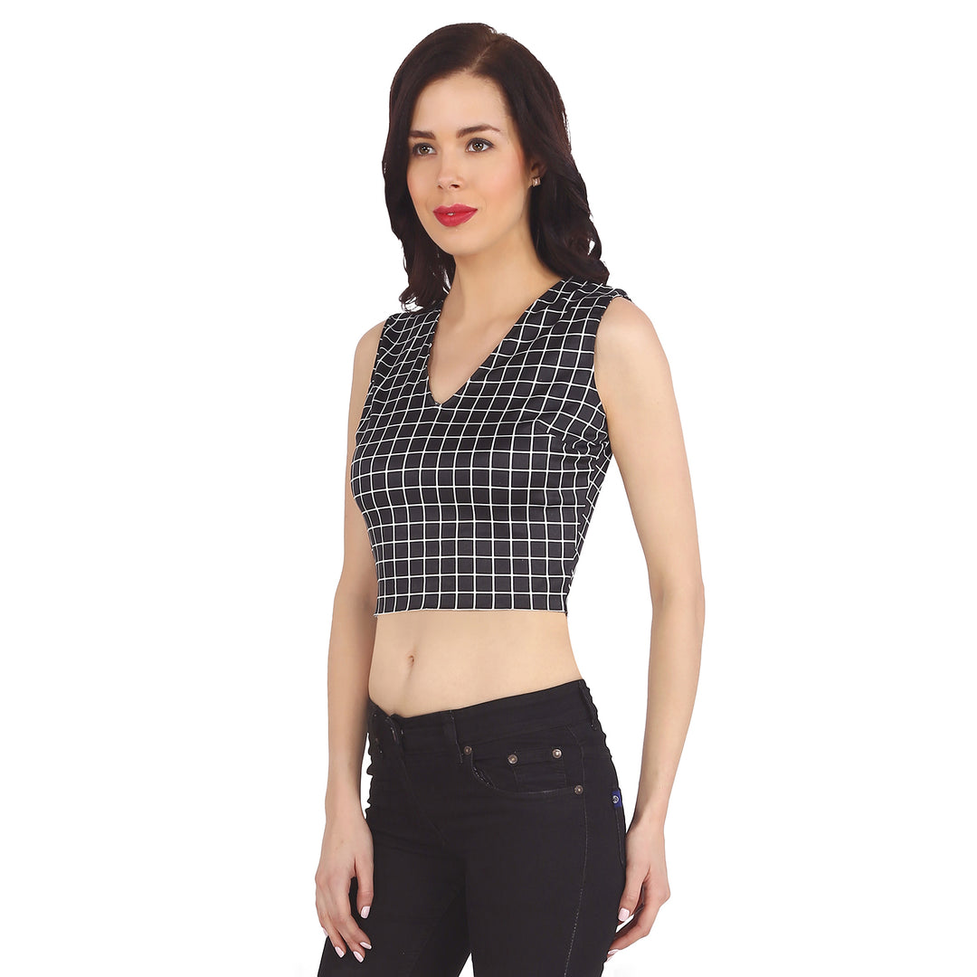Black and White Checkered Crop Top