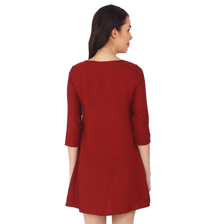 Red Polyester Short Dress