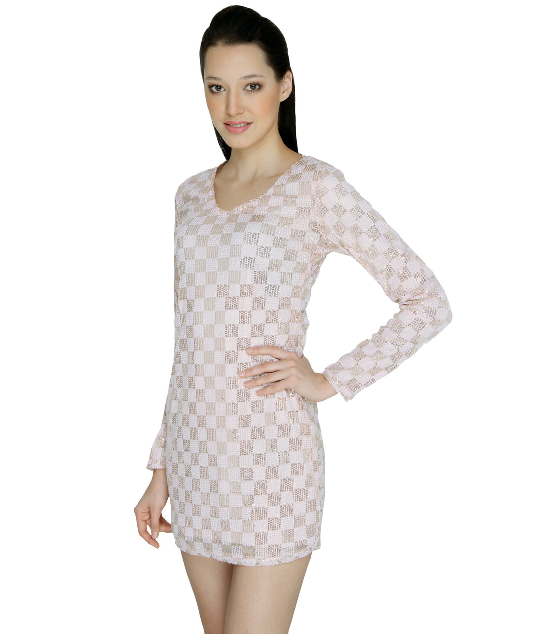 Pastel Checkered Sequinned Bodycon