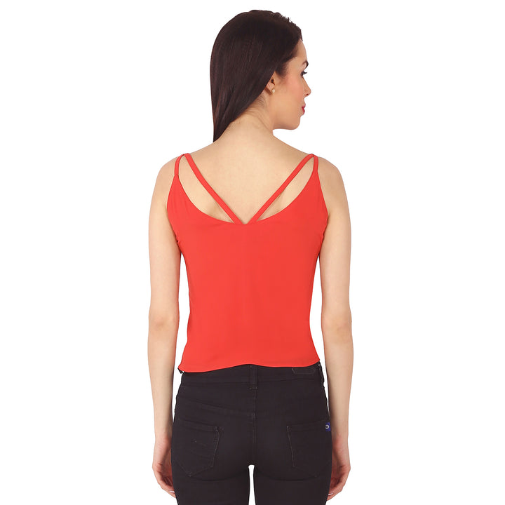 Red Deep Back Strapped Top