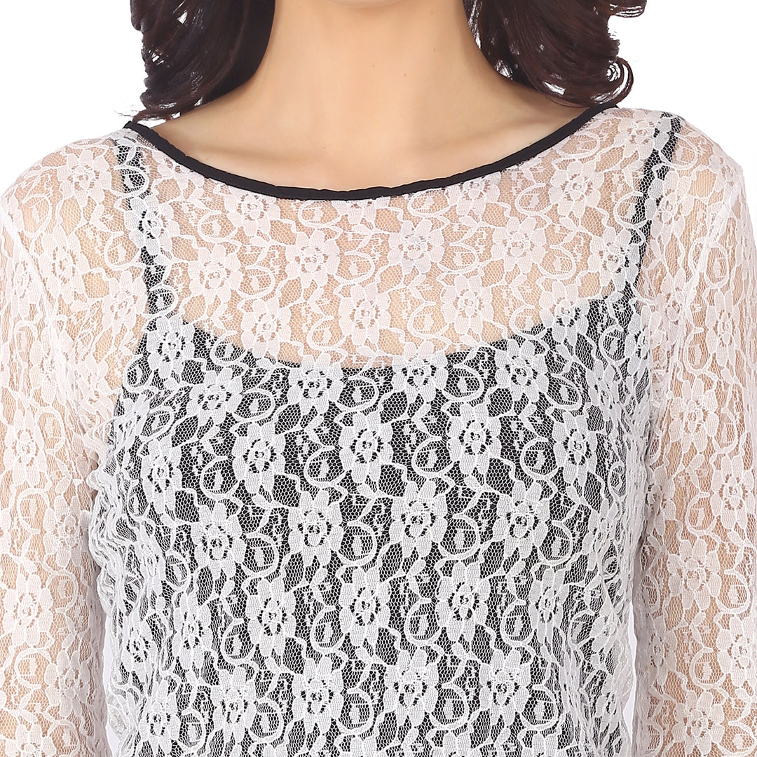 White Floral Lace Top