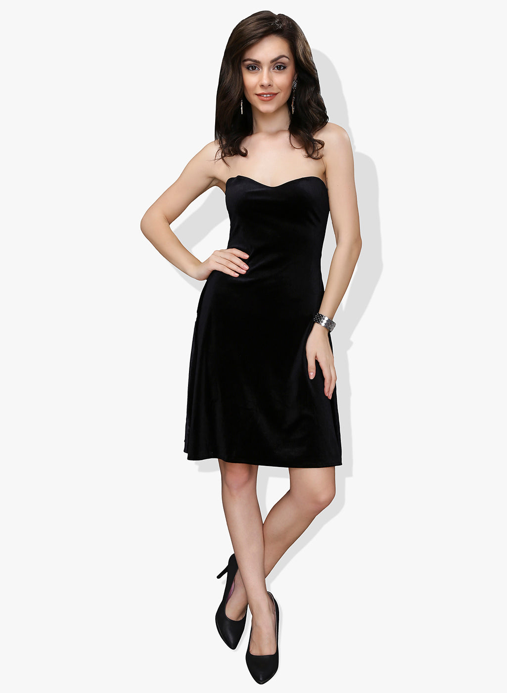 Black Velvet Off Shoulder Dress