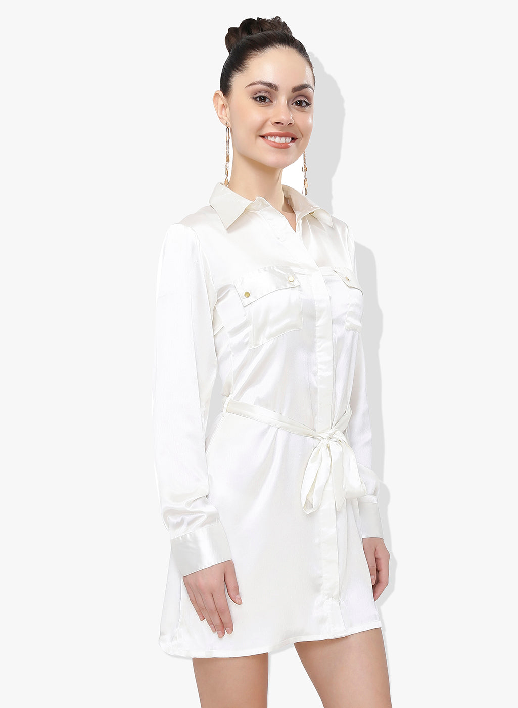 Buy SUGR White Regular fit Shirt dress for Women Online @ Tata CLiQ