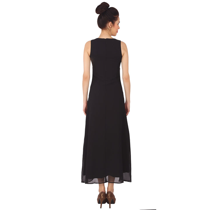 Black Georgette Embellished Maxi Dress