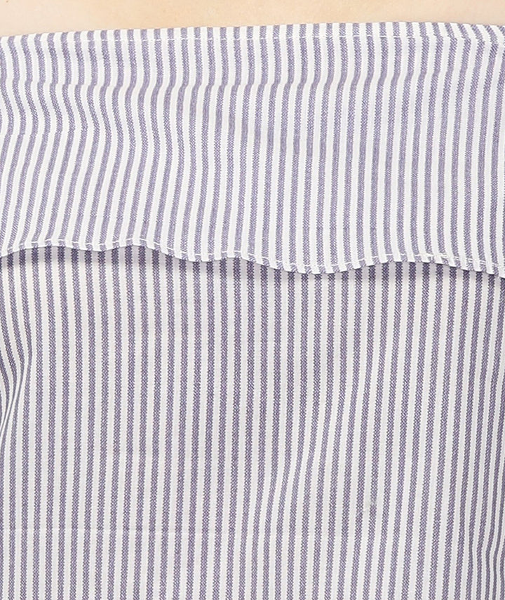 Cotton Striped Off Shoulder Crop Top