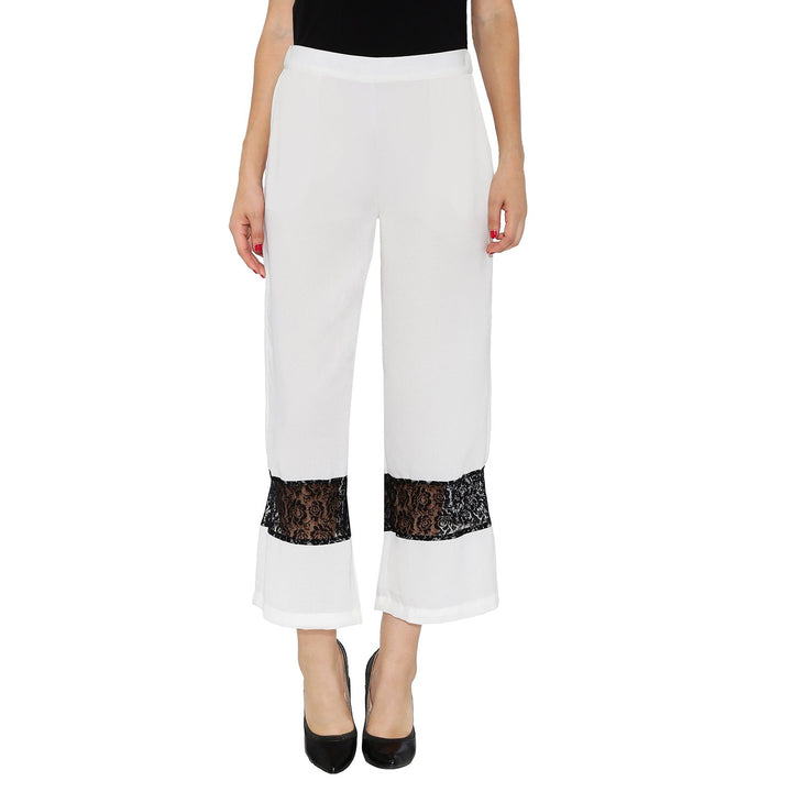White Pants With Black Lace