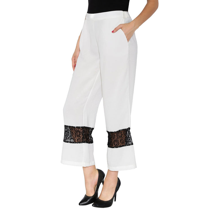 White Pants With Black Lace