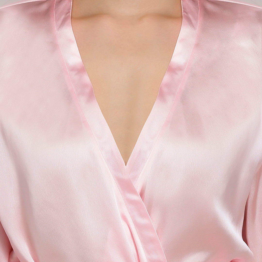 Pink Satin Lace Robe
