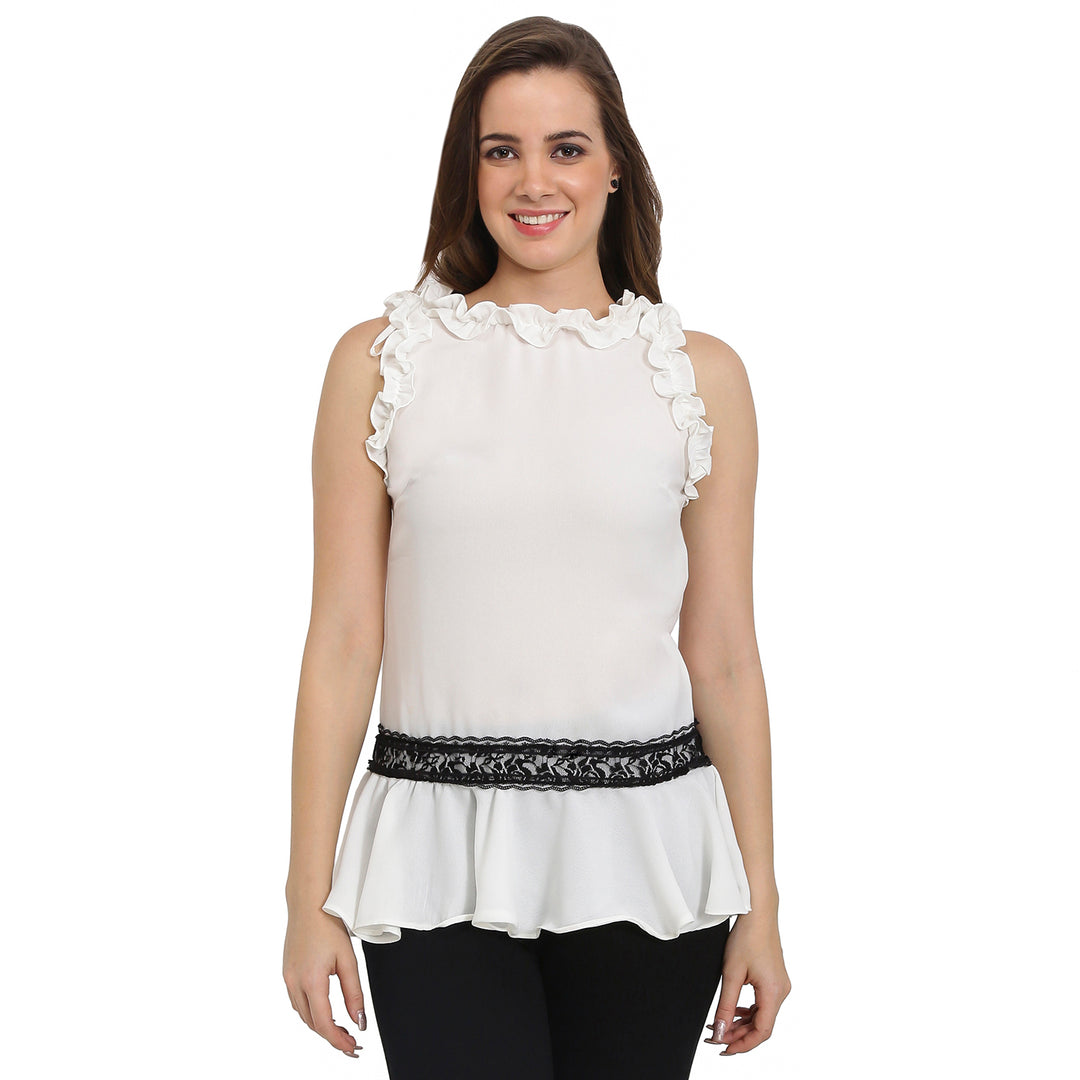 White Frilled Lace Top