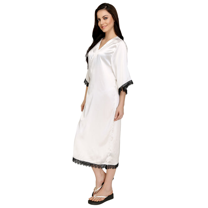 White Satin and Lace Robe