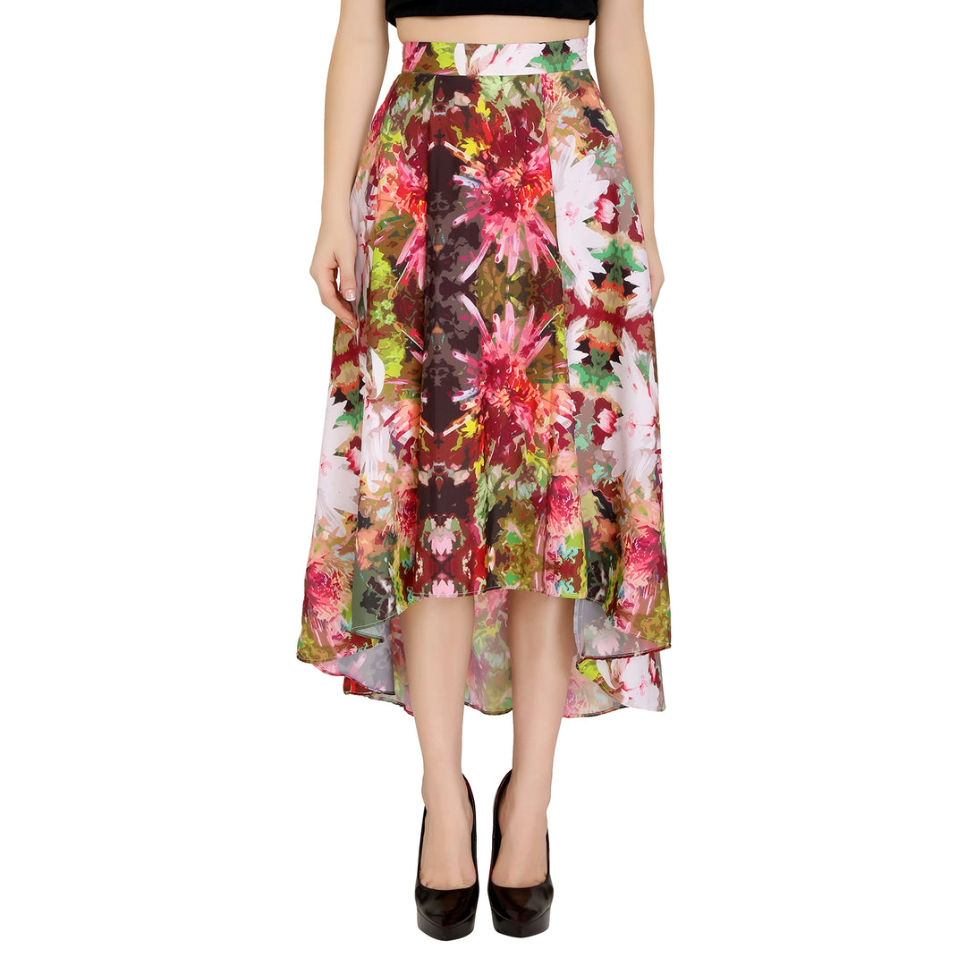Asymmetric Floral Printed Skirt