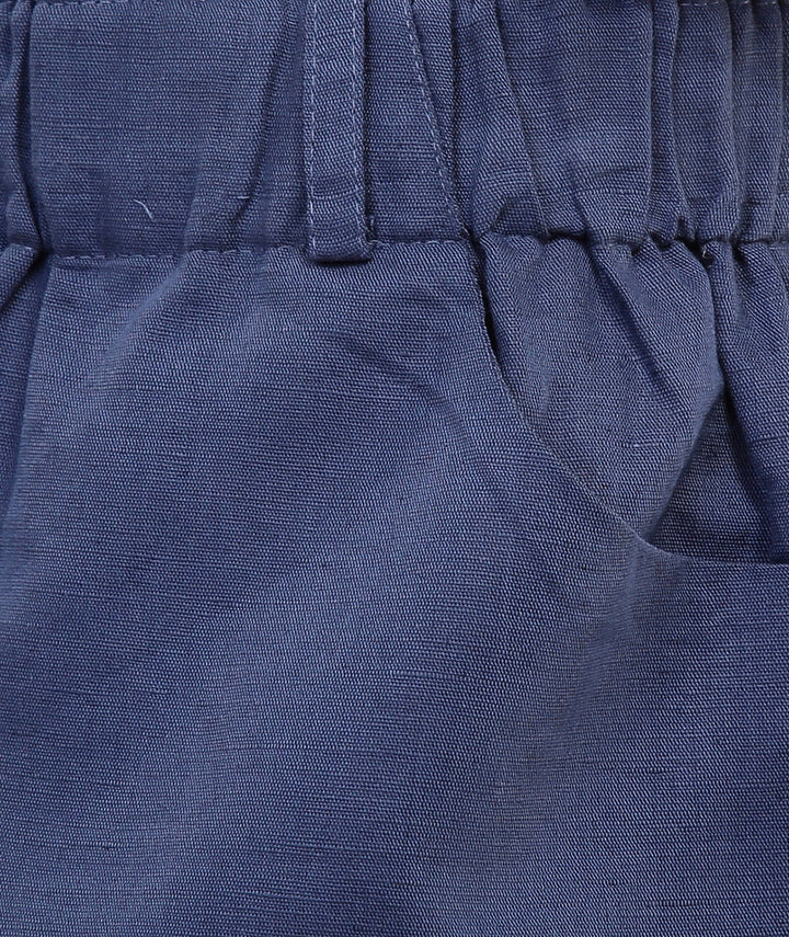 Frilled Blue Linen Shorts