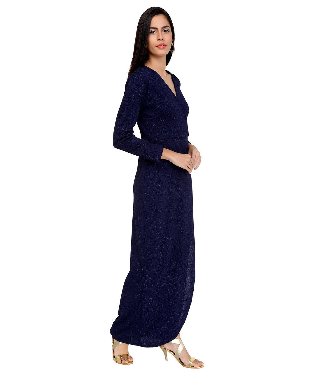 Midnight Blue Shimmer Wrap Dress
