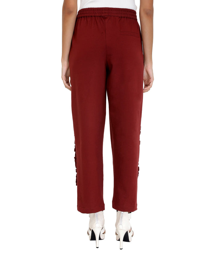 Maroon Knitted Frilled Pants
