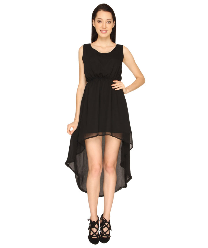 Black Asymmetric Georgette Dress