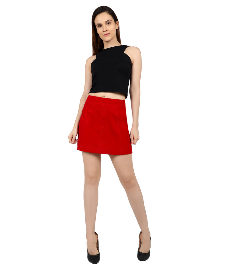 Red Velvet Mini Skirt