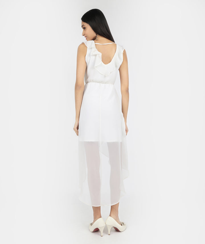 White Asymmetric Flowy Dress
