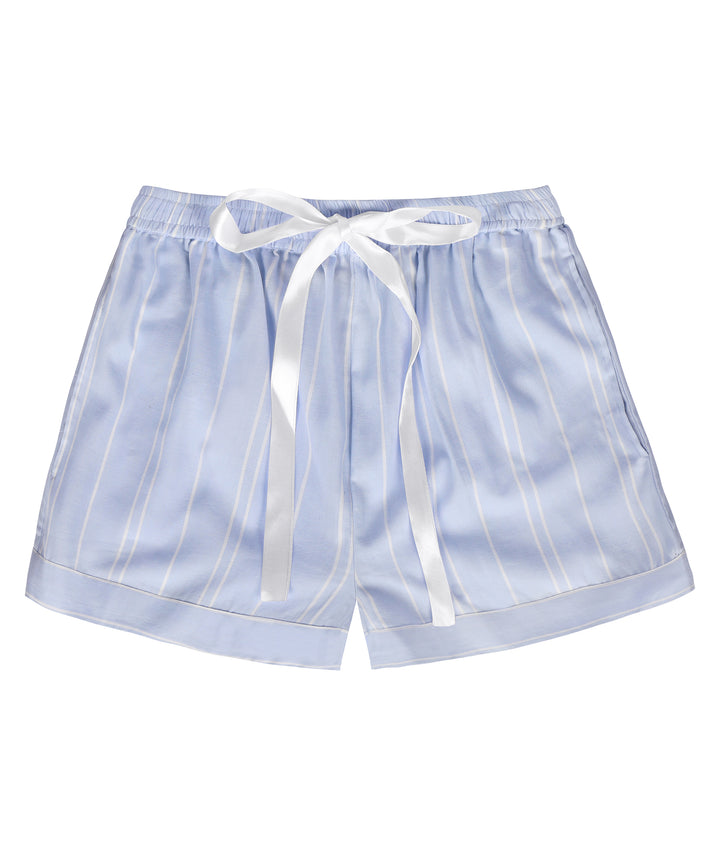 Blue Cotton Striped Shorts