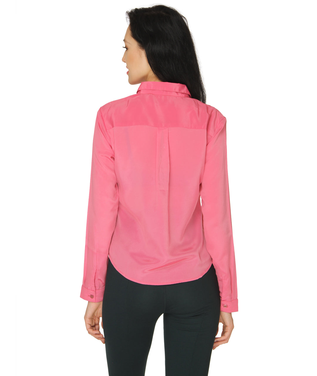 Pink Satin Cropped Shirt
