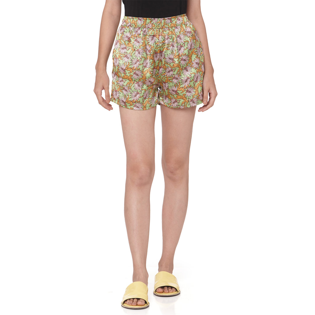 Forest Printed Satin Shorts