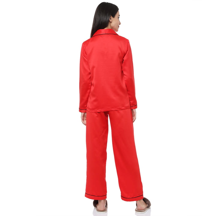 Red Satin Night Suit Set