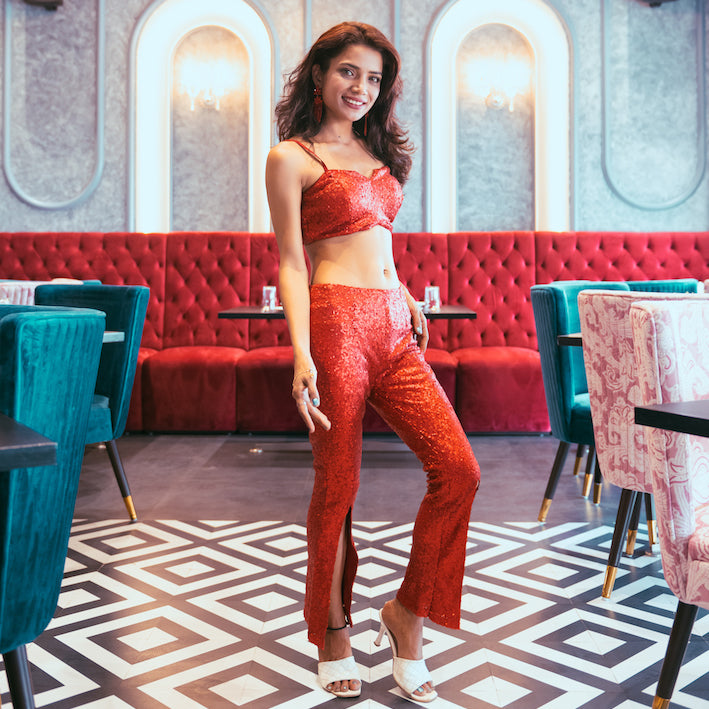 Hot Red Sequins Bralette