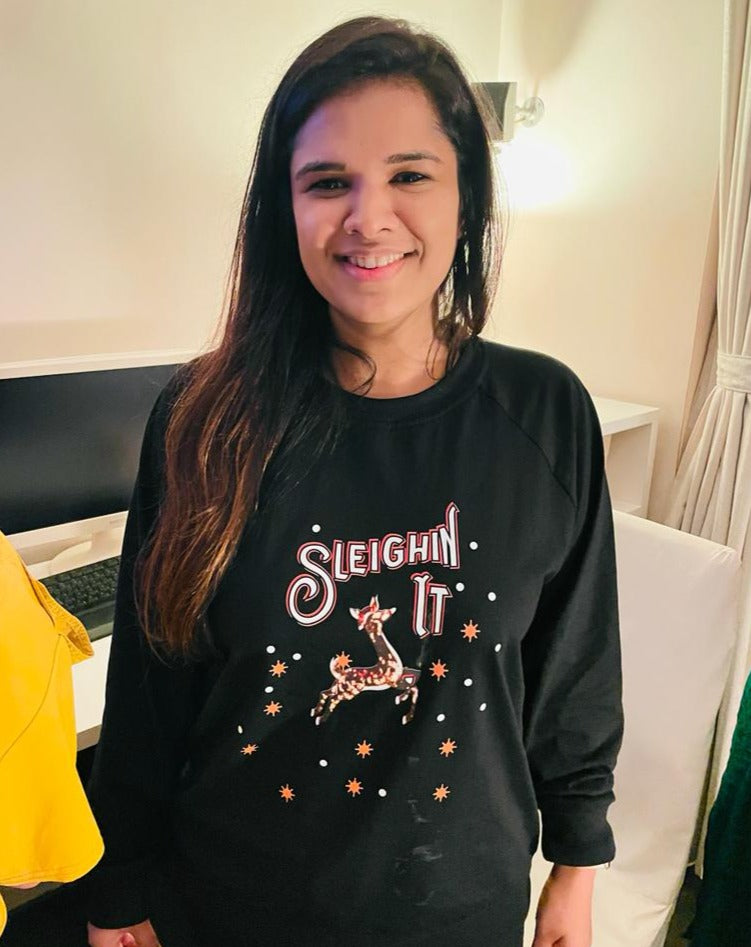 "Sleighin It" Christmas Sweatshirt