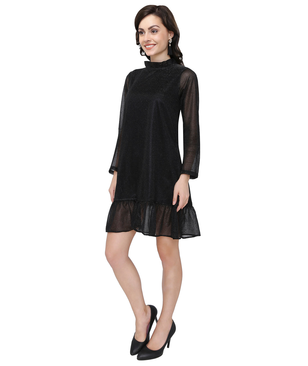 Black Shimmer Net Dress