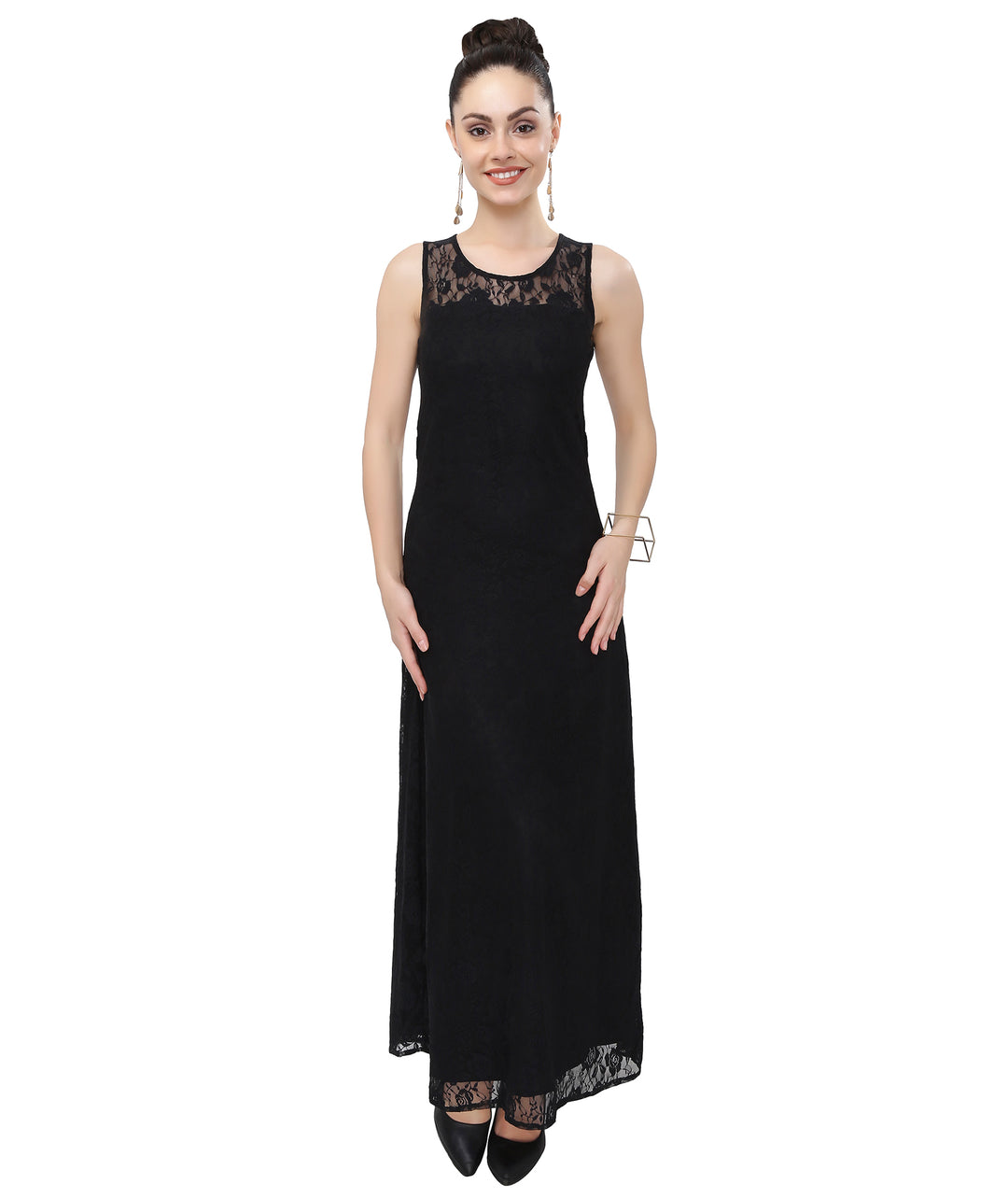 Long Black Lace Maxi Dress